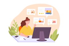Booking accommodation. Woman searching hotel apartment for Product Image 1