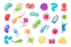 Virus flu infection. Cartoon microorganisms, colorful bacter Product Image 1