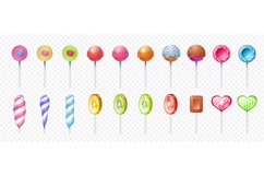 Colorful lollipop set. Round and spiral sweet lolly candies. Product Image 1