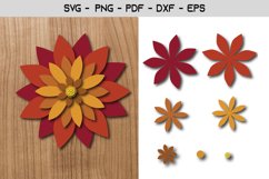 Flower 3D Layer Paper Cut Template Design Product Image 1