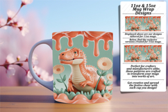 Lovely 11oz Mug Wrap Png Template , Cute Dino Product Image 1