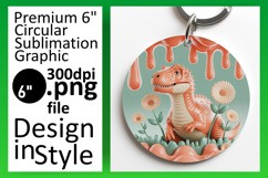 Unique Circle Design Coaster Artwork , Cute Dino Product Image 1