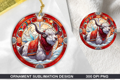 Bison Stained Glass Ornament PNG, Digital Download File Product Image 1