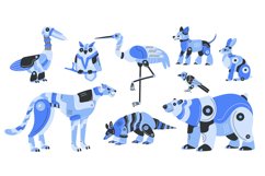 Cartoon robotic animals. Futuristic technologies. Cyber fau Product Image 1