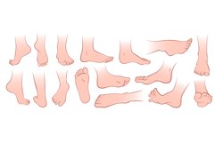 Human feet. Different naked foot positions, sole, heel and Product Image 1