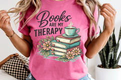 Books Are My Therapy PNG Reading Book Lover Product Image 8
