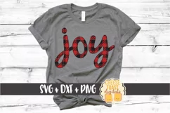 Joy - Buffalo Plaid Christmas SVG PNG DXF Cut Files Product Image 1