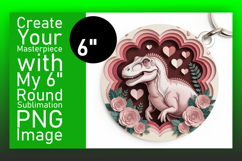 Bright Round Design Keychain Template , Cute Dino Product Image 1