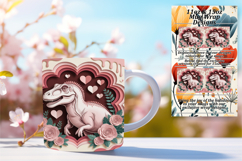 Charming 15oz Mug Wrap Png Design , Cute Dino Product Image 1