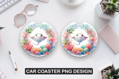 Ray Fish Car Coaster Sublimation| Animal Coaster PNG Product Image 1