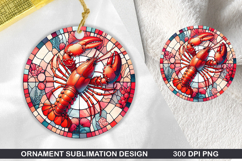 Crayfish Stained Glass Ornament PNG, Digital Download File Product Image 1