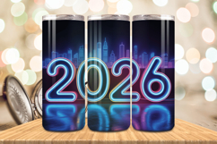 Festive Happy New Year Tumbler Wrap 2026: 20oz Skinny Tumble Product Image 1