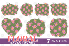 Retro Flowers Background Png Floral Paper Sublimation Bundle Product Image 1