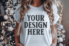 Christmas Bella Canvas 3001 White Shirt Mockup ,Trandy mock Product Image 1