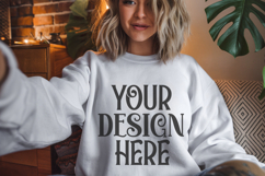 White Gildan 18000 Mockup, Sweatshirt Crewneck Mockups Product Image 1
