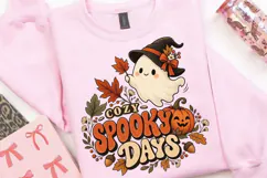 Cozy Spooky Days Ghost Pumpkin PNG, Cute Halloween Witch Product Image 1