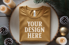 Christmas Bella Canvas 3001 Heather Mustard Folded Tshirt Mo Product Image 1