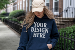 Navy Gildan 18500 Hoodie Sweatshirt Mockup, 185 mock-up Product Image 1
