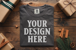 Pepper Comfort Colors 1717 Christmas Folded T-Shirt Mockup Product Image 1