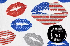 Glitter artistic lip prints in colors of American flag Product Image 1