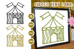 Laser Cut Circus Tent, Mandala Paper Cut Circus Camp SVG Product Image 1