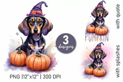 Watercolor dachshund dog halloween sublimation PNG Product Image 1