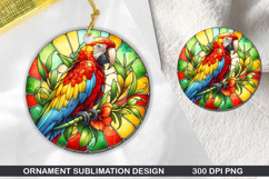 Parrot Stained Glass Ornament PNG, Digital Download File Product Image 1