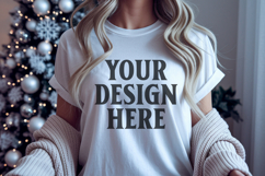 Christmas Bella Canvas 3001 White Shirt Mockup ,Trandy mock Product Image 1