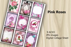 ACEO Digital Collage Sheet - Pink Roses Product Image 1