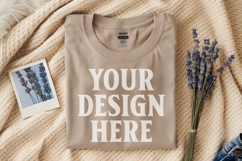 Sand Gildan 5000 Flat Lay Tshirt Mockup, G5000 mockups Product Image 1