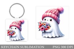 Cute Ghost Keychain Design. Cute Halloween Keychain Product Image 1