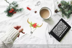 watercolor christmas longhorn clipart Product Image 3