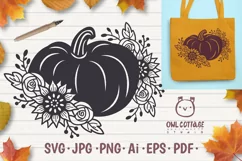 Floral Pumpkin svg, Halloween Floral Decor, Fall svg Product Image 1