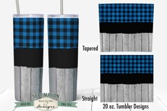 Tumbler Sublimation 20 oz Wrap | Blue Check Barn Wood PNG Product Image 1