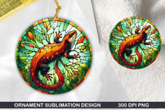 Salamander Stained Glass Ornament PNG, Digital Download File Product Image 1