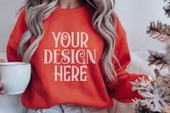Christmas Gildan 18000 Red Crewneck Sweatshirt Mockup Product Image 1