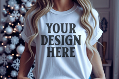 Christmas Bella Canvas 3001 White Shirt Mockup ,Trandy mock Product Image 1