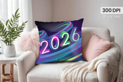 Happy New Year PNG Pillow, Festive New Year&#039;s Eve 2026 PNG Product Image 1