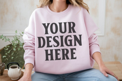 Gildan 18000 Light Pink Mockup , Crewneck Sweatshirt Boho Product Image 1