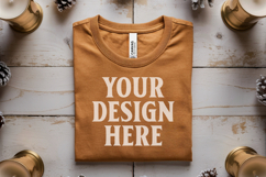 Christmas Bella Canvas 3001 Heather Mustard Folded Tshirt Mo Product Image 1