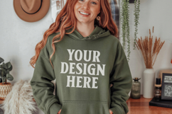 Military Green Gildan 18500 Hoodie Mockup, G18000 Hoodie Mod Product Image 1