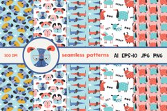 Set of Childish Seamless Pattern with Funny Dogs Product Image 1