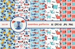 Set of Childish Seamless Pattern with Funny Dogs Product Image 1