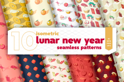 Isometric Lunar New Year Seamless Patterns - Digital Papers Product Image 1