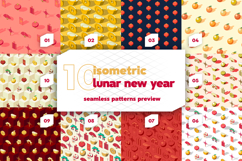 Isometric Lunar New Year Seamless Patterns - Digital Papers Product Image 5