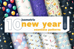 Isometric New Year Seamless Patterns - Digital Papers Product Image 1