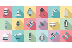 Space research technology icons set, flat style Product Image 1