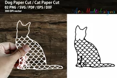 Dog paper cut SVG / Cat paper cut SVG / Template Product Image 2