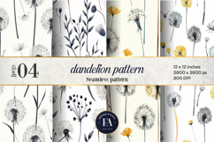 Falling white dandelion Digital Patterns | floral pattern Product Image 1