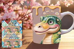 Joyful 11oz Mug Wrap Png Design , Cute Dino Product Image 1